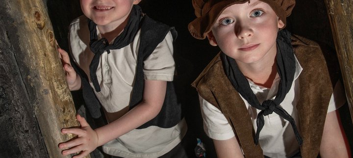 Two boys in Coal Town at Woodhorn