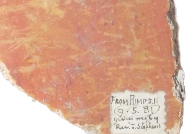 Wall-plaster from Pompeii   The label on this reads: ‘From Pompeii. Given me 9.5.81 by Rev T Stephens’