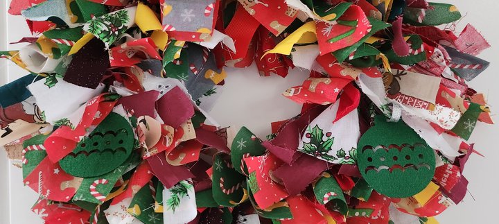 Christmas rag wreath