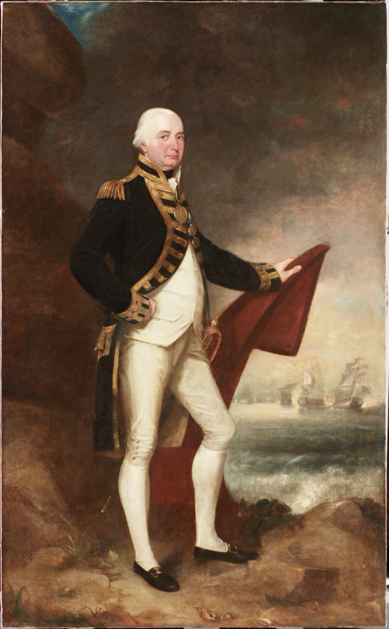 Oil painting of a naval commander. Oil painting of a naval commander.