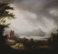 Stormy highland scene in an oil painting