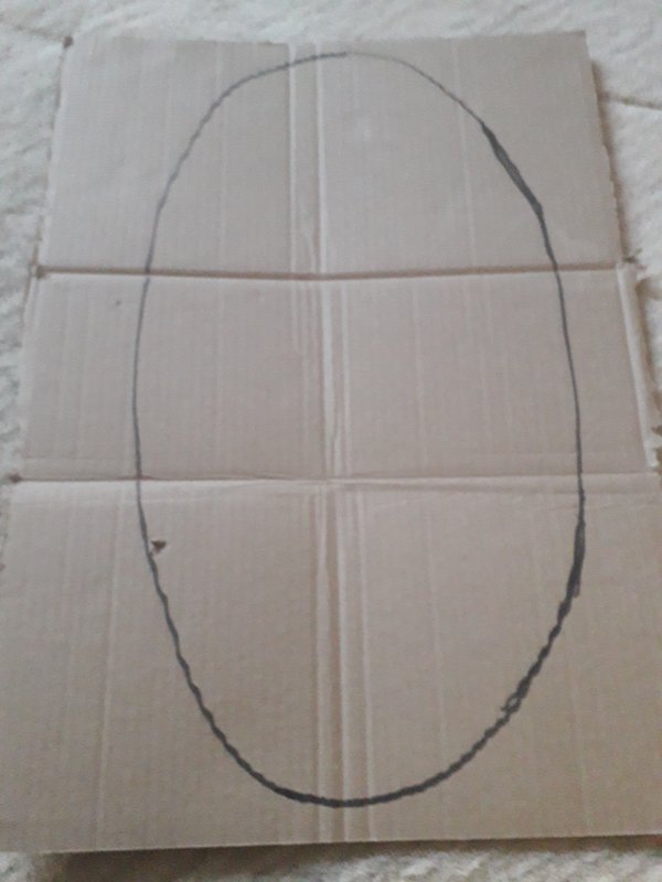 Oval shape on cardboard