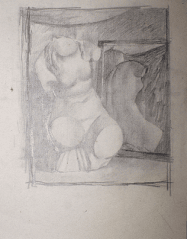 Sculpted Torso, Louisa Hodgson, pencil on paper 