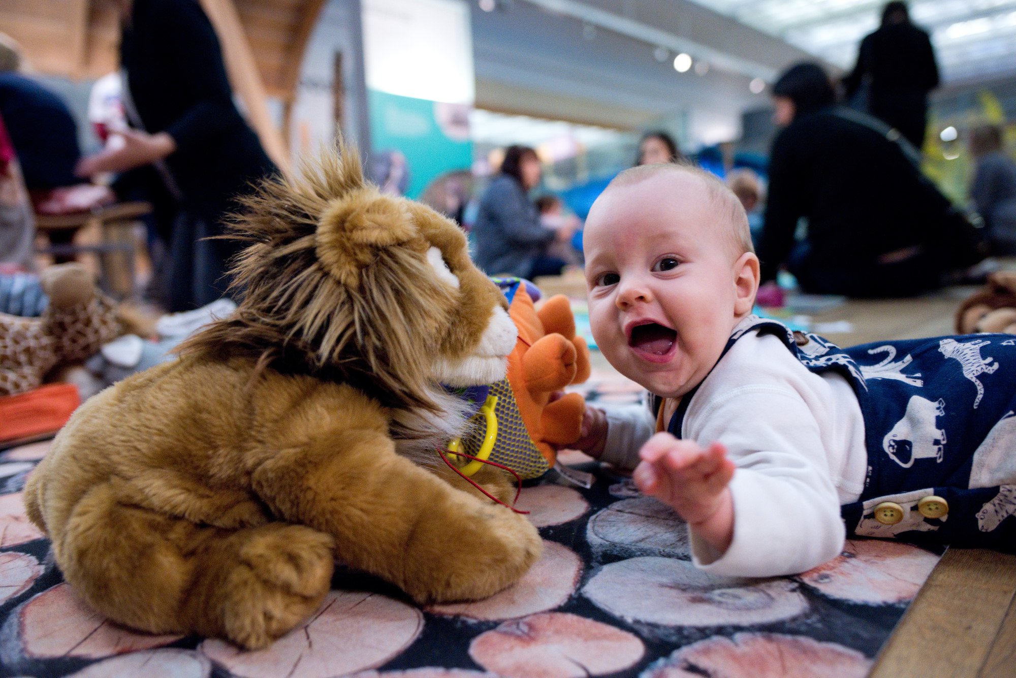 A baby enjoying the Great North Museum: Hancock