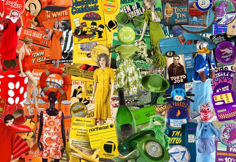 a collage of collection in rainbow colours