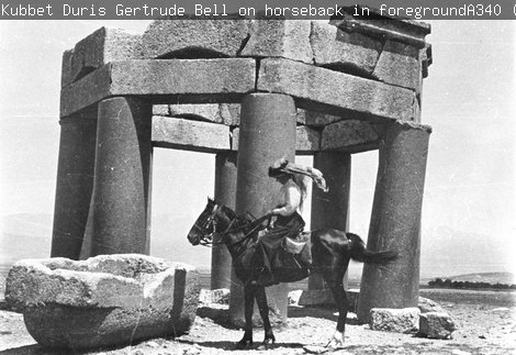 A lady on horseback in the Middle East