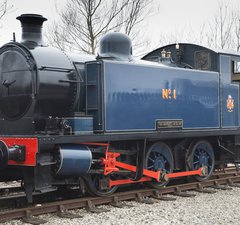 Blue steam train