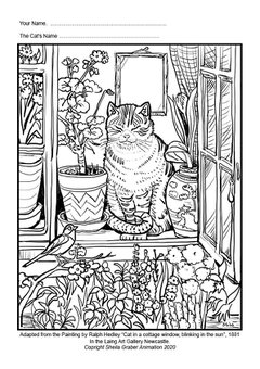 Colouring sheet of Ralph Hedley's Blinking in the Sun