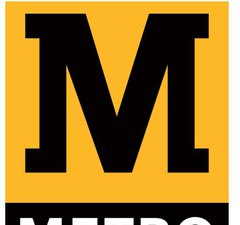 Black letter M on yellow background