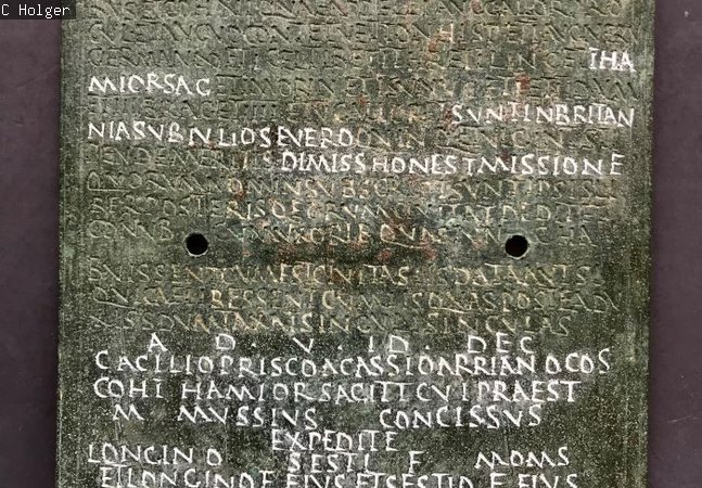 Syrian bronze diploma with ancient writing engraved on the surface 