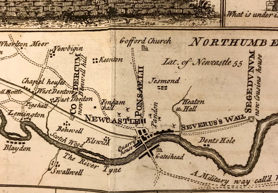 Detail of a fold-out survey of the Roman Wall 1715