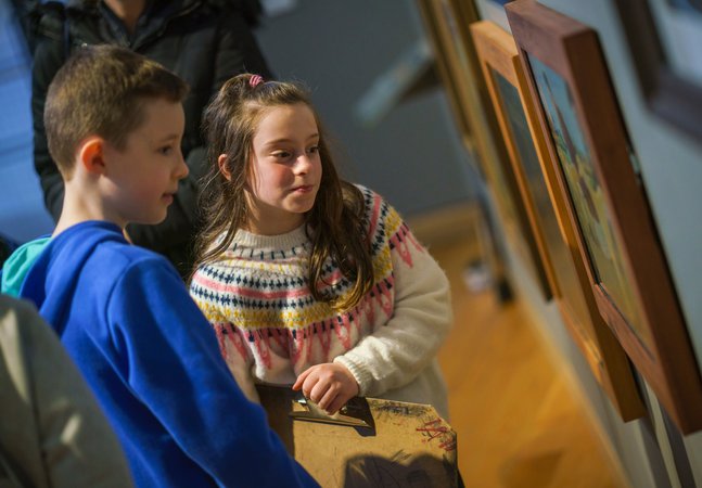 two children exploring Woodhorn Museum
