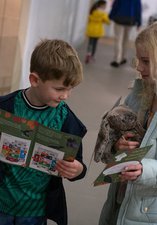 Two children doing a museum trail 