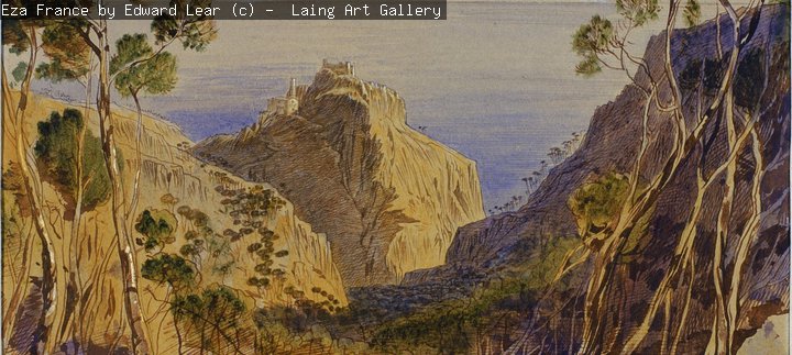 A watercolour painting of Eza in France