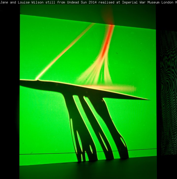 Jane & Louise Wilson, still from Undead Sun, 2014, realised at Imperial War Museum, London. HD video: 13:39 duration.