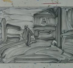 An artwork made from pencil on paper.