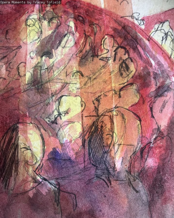 An abstract portrait in pinks and purples