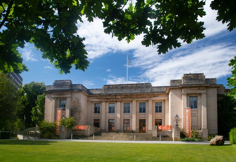 Exterior view of the Great North Museum and front lawn.