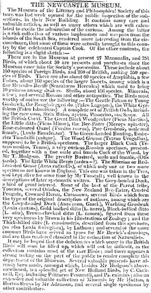 Newspaper cutting Saturday, December 10th 1825, Publication: Newcastle Courant (1803), Issue: 7783