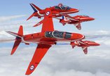 Red Arrows jet engine in flight