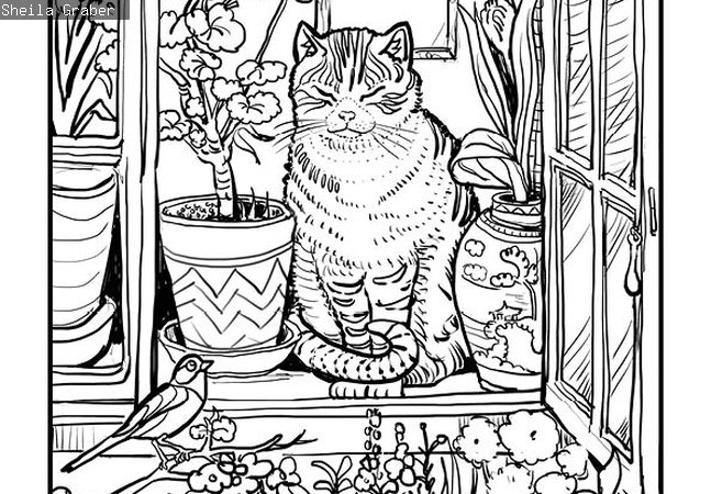 Colouring sheet of Ralph Hedley's Blinking in the Sun
