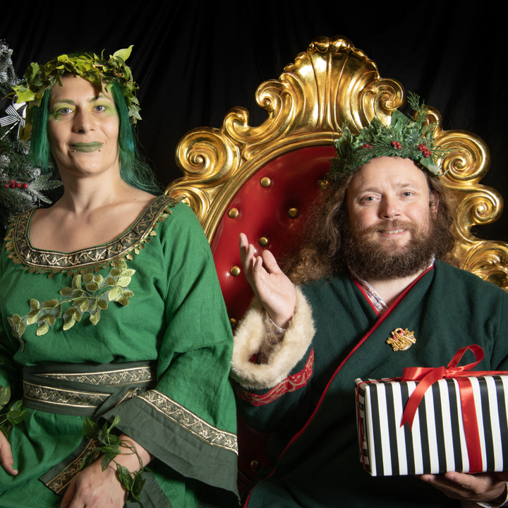 Once Upon a Christmas at South Shields Museum & Art Gallery with the Holly King and the Ivy Queen seated on a throne