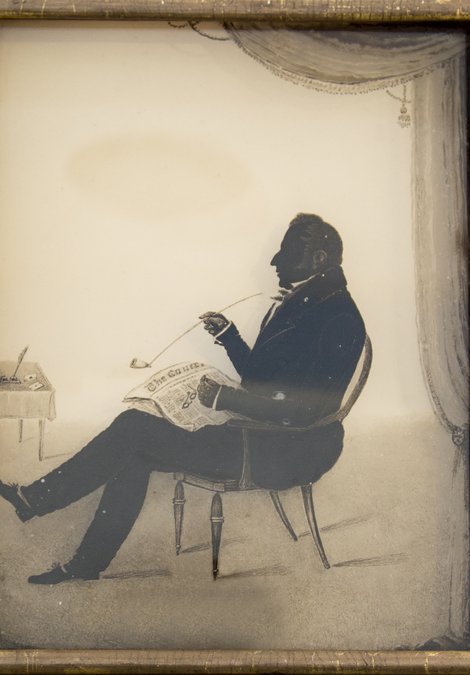 A drawing of a Silhouette Portrait, ink on glass