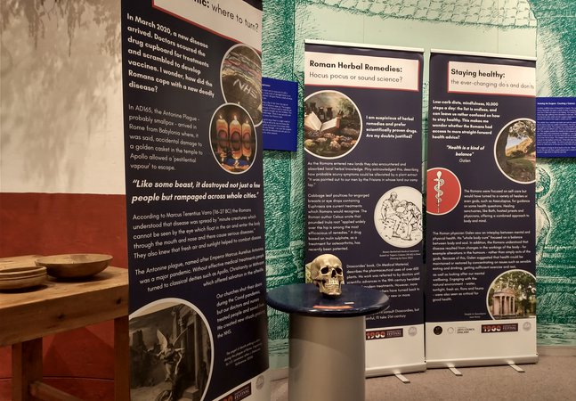 Information banners on display in a museum
