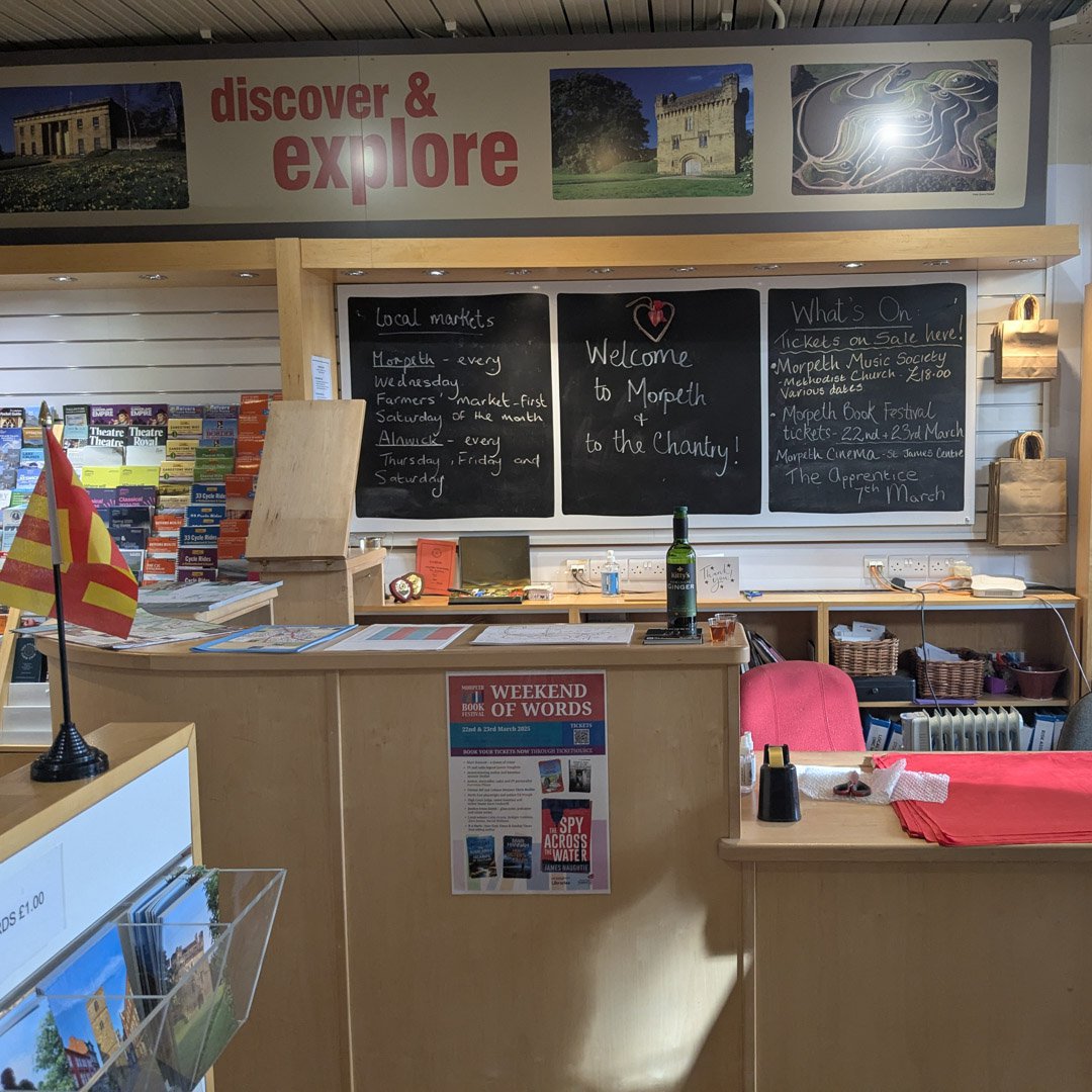 Information desk at Morpeth Chantry.