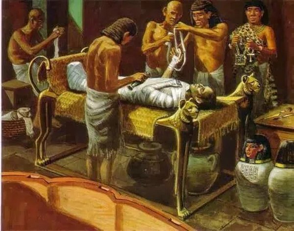 Artist’s impression of mummification of the dead.