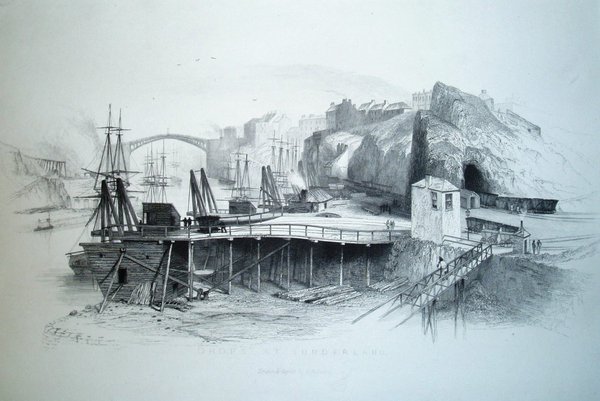 Lambton Staiths in the 1830s as drawn by T.H. Hair