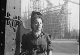 Women in welding visor at shipyard WWII