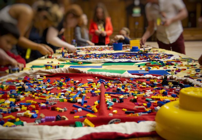 a whole table top of loose LEGO