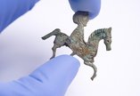 A small metal horse figure found at Arbeia, South Shields Roman Fort