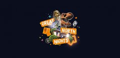 A graphic with the words 'Great North Nights'. The graphic also includes a collage of photos including a photo of a T-rex skeleton head, a photo of Earth and a photo of the Great North Museum: Hancock exterior.