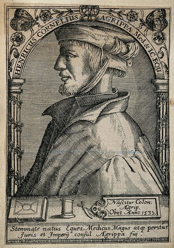 Henricus Cornelius Agrippa von Nettesheim. Line engraving, 