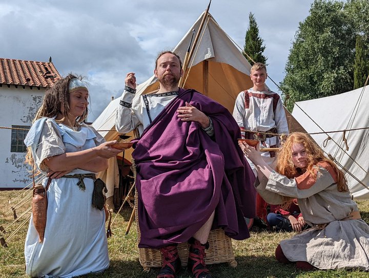 Man dressed as a Roman emperor