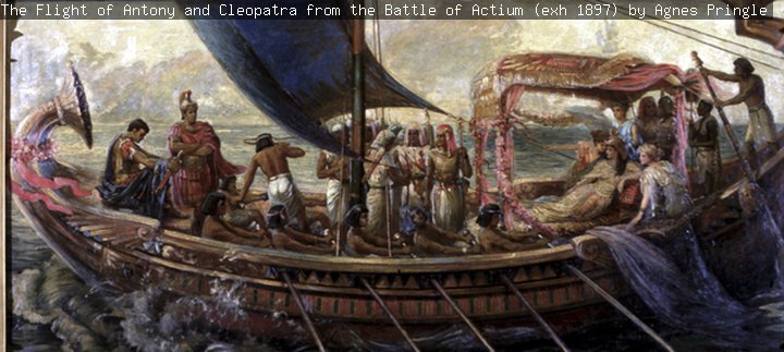 The Flight of Antony and Cleopatra from the Battle of Actium (exh 1897) by Agnes Pringle