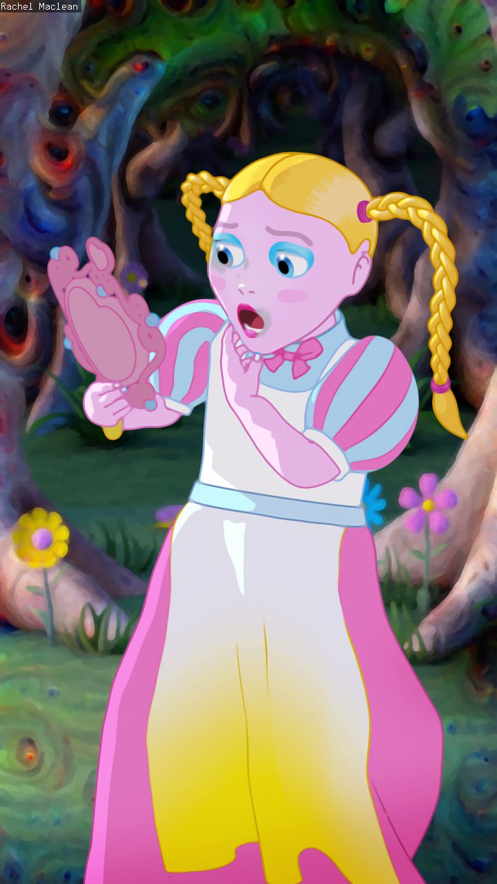 A digital artwork of a young girl holding up a mirror.