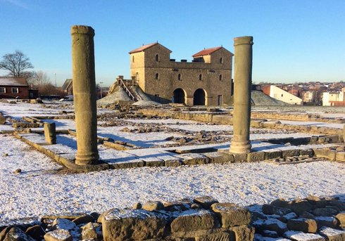 Arbeia fort site in snow