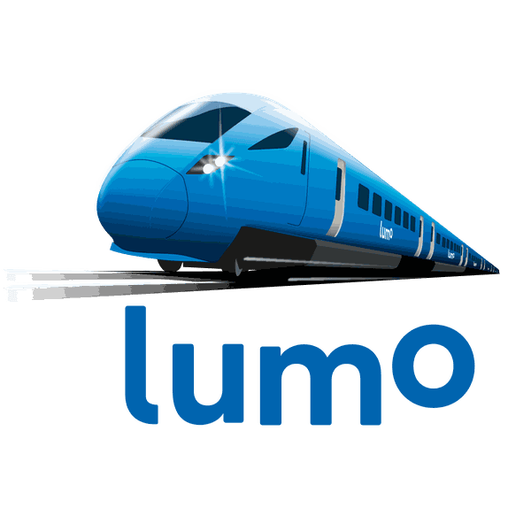 Lumo logo - an illustration of a blue train on a railway track with the word 'lumo' Lumo logo - an illustration of a blue train on a railway track with the word 'lumo'