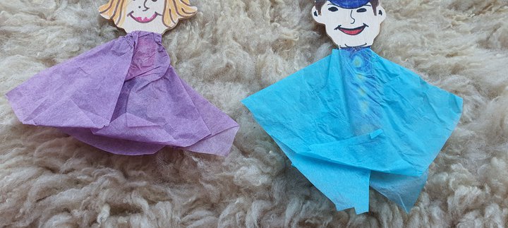 Alll aboard the train activity: craft people made out of tissue paper