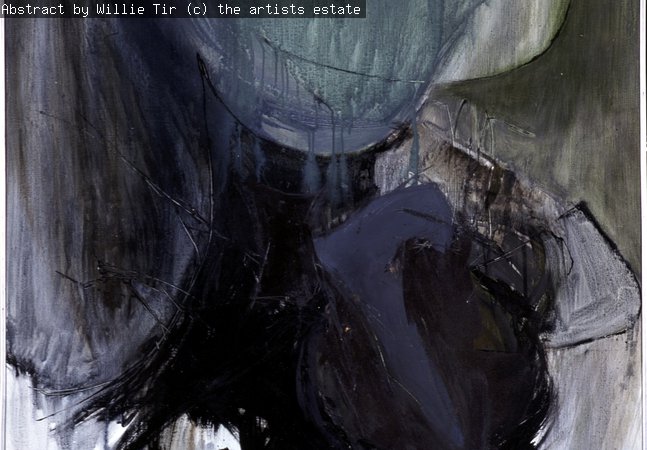 An abstract painting, dark in colour