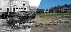 A Striking Sight, two views of the granary, to the left is the view in 1875 and then today
