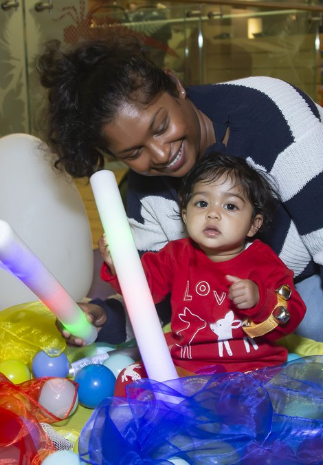 A woman and a baby are in the Great North Museum: Hancock
