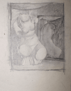Sculpted Torso, Louisa Hodgson, pencil on paper 
