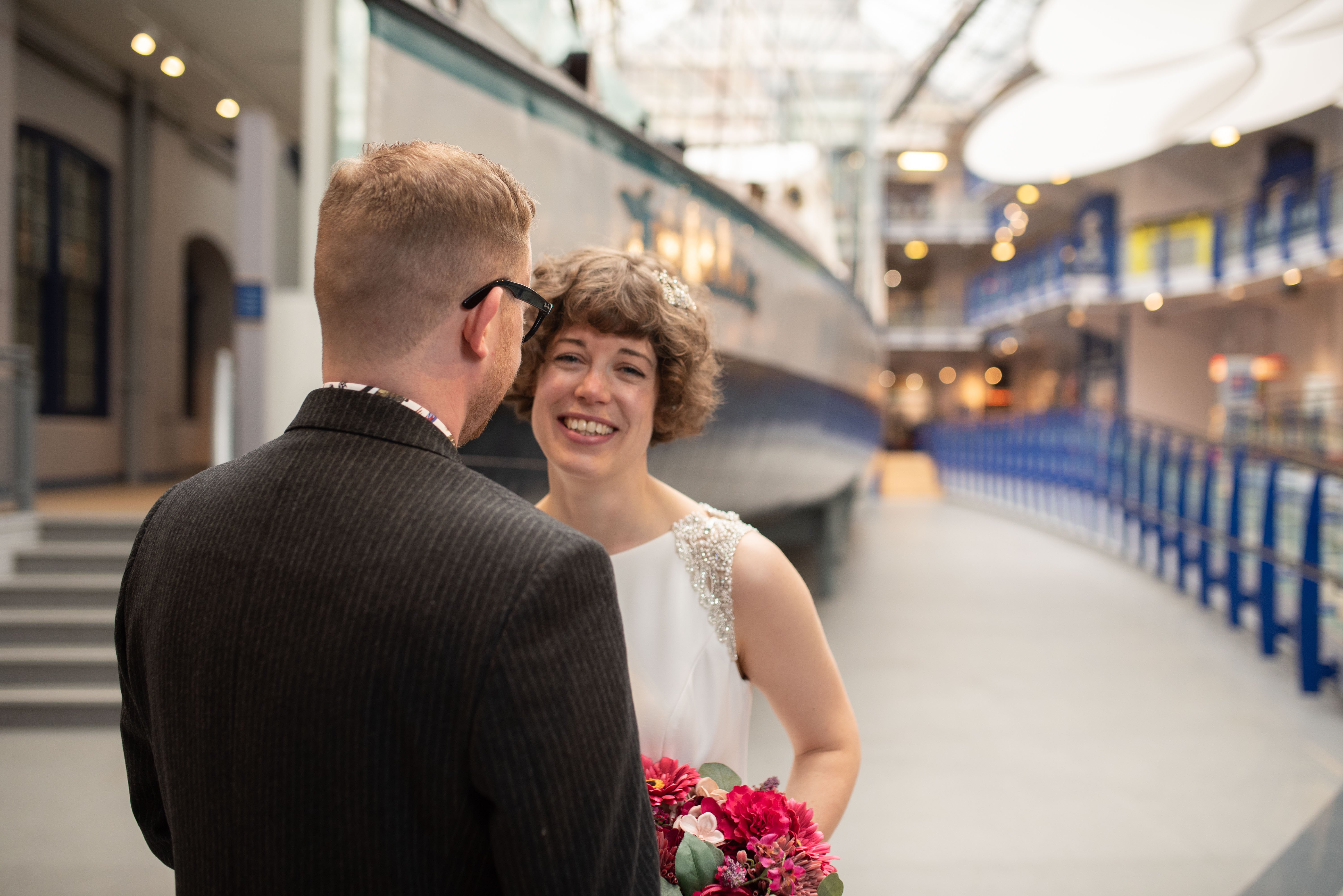 Discovery Museum wedding photograph by Laurence Sweeney Photography