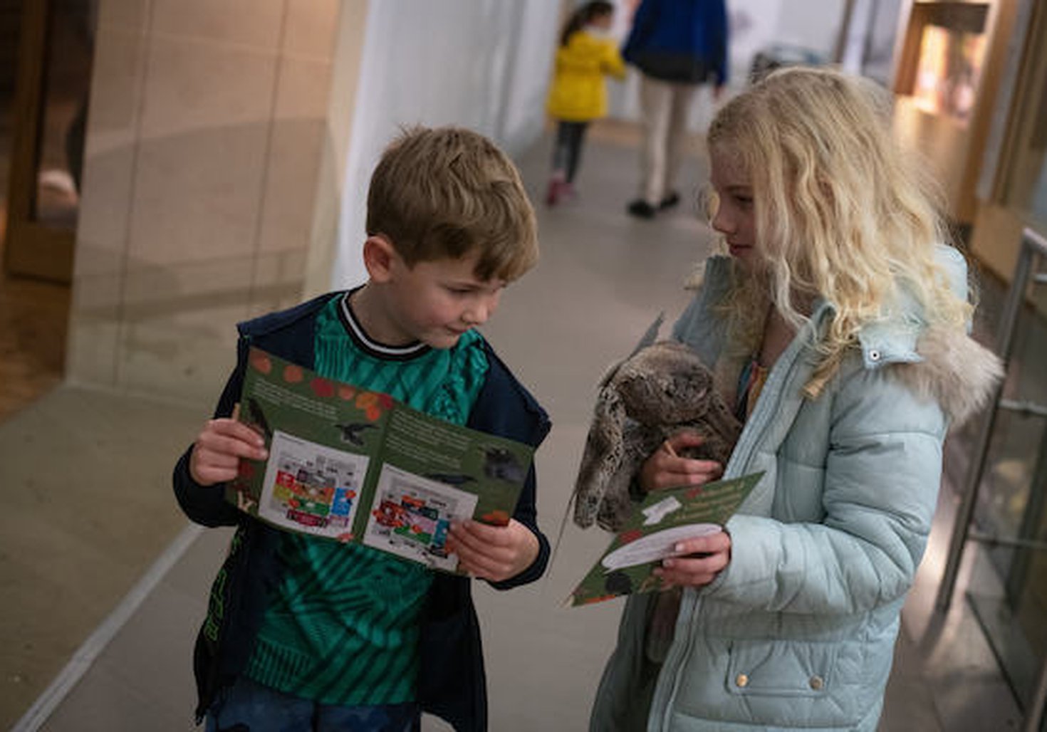 Two children doing a museum trail 