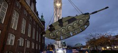 Challenger 2 Tank being lifted into position by crane