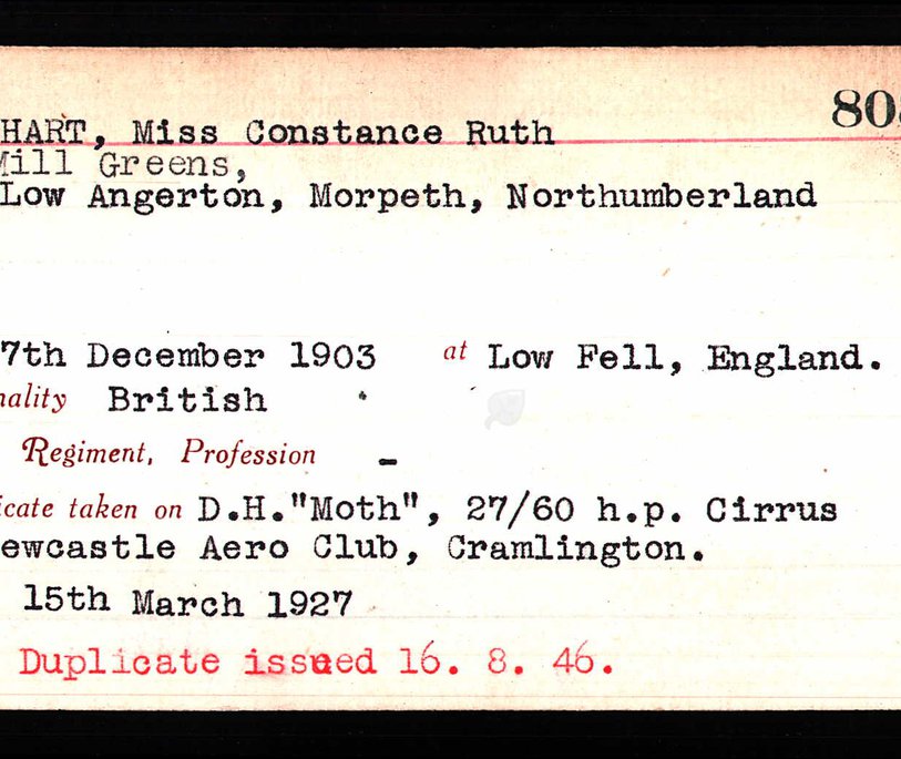 an index card naming Connie Leathart